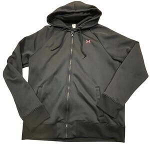 Under Armour ColdGear Hoodie Women L Black Pink Full Zip Athletic Sweatshirt